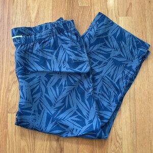 J. Jill ⭐️ blue linen pant ⭐️ 1X ⭐️ tropical leaf pattern ⭐️ pockets ⭐️